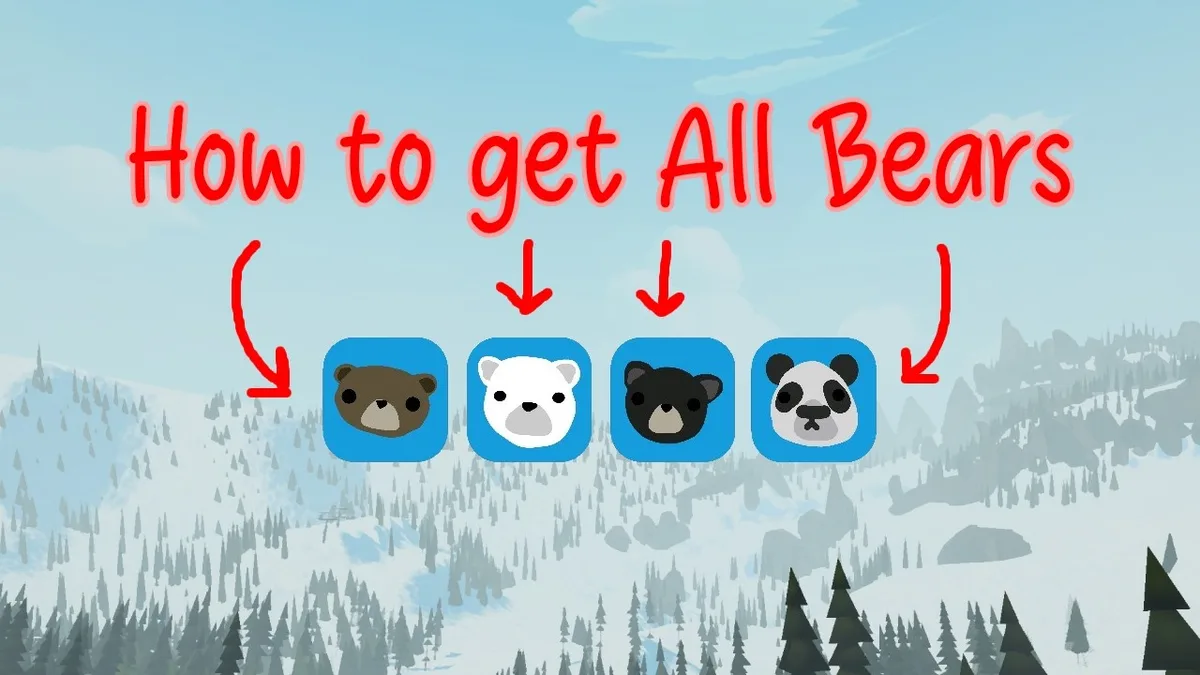 Sledding Game bear tutorial cover showing four bear looks including panda.