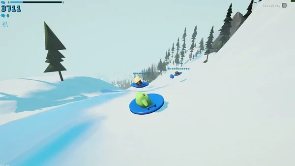 A frog sleds downhill in the official Early Access Release Date Trailer for Sledding Game.