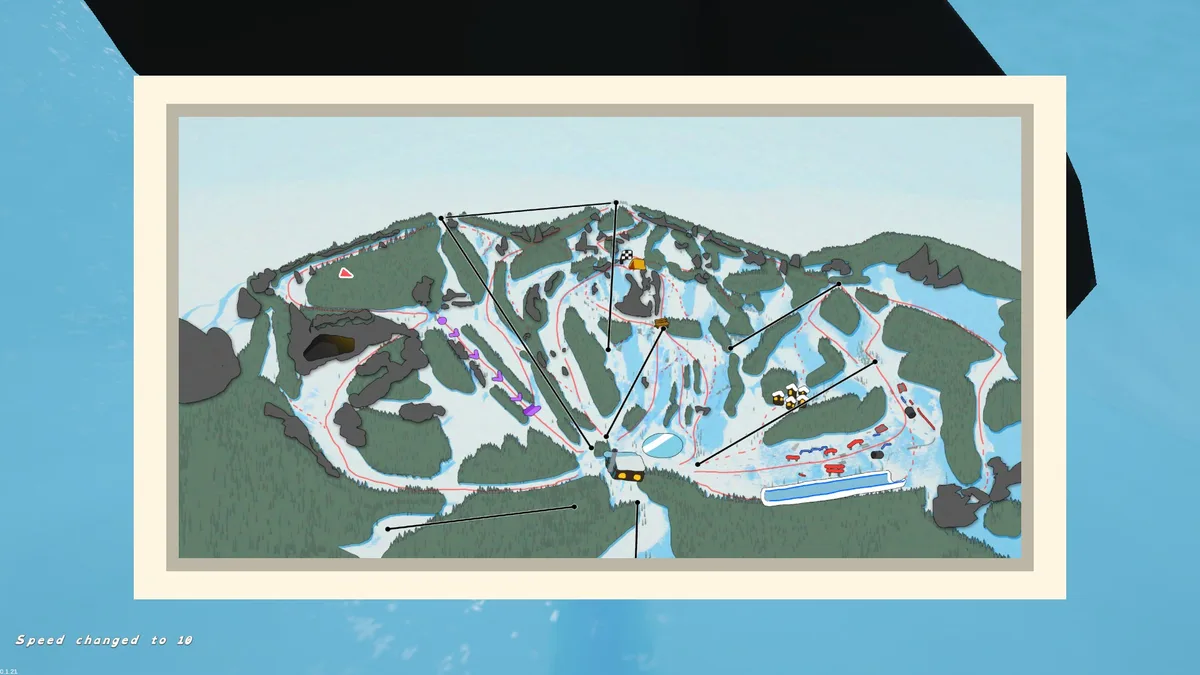 Game map with the author’s position near the northwestern ridge.